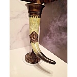 Vintage MAITLAND-SMITH BRONZE ANIMAL HORN STATUE Heavy 19"